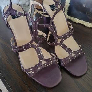 White House Black Market Studded Chunky Heels - Eggplant Size 10